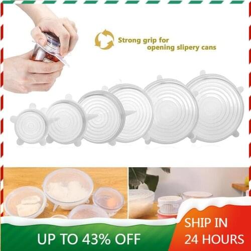 6pcs/set new Reusable silicon stretch lids universal lid Silicone food wrap bowl pot lid silicone cover pan cooking Kitchen