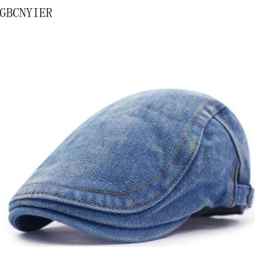 GBCNYIER Cool unisex denim washed berets sunscreen shade man women beret denim short birm visor adjustable sunhat