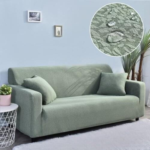 Waterproof 1 2 3 4seater Sofa Covers for Living Room Elastic Big Green Armchair Corner Couch Cover Bedspread Cushion Cover