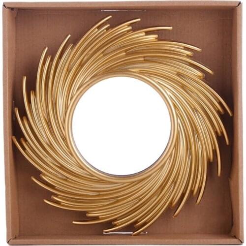 Sun Shape Decorative Mirror Rattan Innovative Art Decoration Round Makeup Mirror