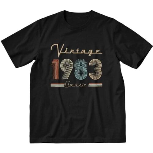 Vintage 1983 Limited Edition T-shirt Mens Graphic T Shirt Short Sleeve Cotton Original 37th Birthday Tshirt Unique Tee Tops
