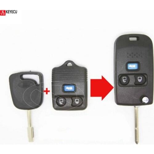 KEYECU ModifIed Folding Remote Key Shell 3 Button Replacement Remote Key Shell Case Fob for Ford Transit With FO21 Blade