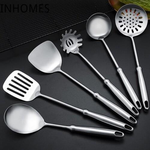 2pcs Long Handle Stainless Steel Wok Spatula Slotted Turner Rice Spoon Ladle Cooking Hot Pot Tools Utensil Set utensilio cocina