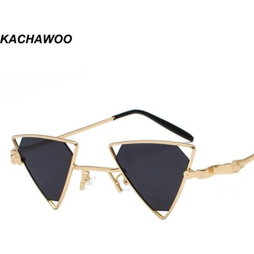 Kachawoo red triangle sunglasses men vintage metal gold small sun glasses for women summer beach accessories 2018 UV400