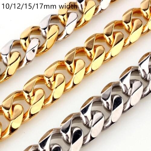 New Fashion Stainless Steel Silver Color/Gold Color Cuban Curb Link Chain Men/Women Necklace Or Bracelet 7-40" Jewelry