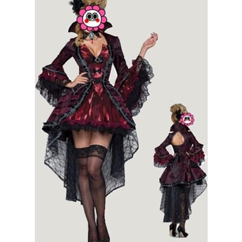 Sexy Adult Women Deluxe Halloween Gothic Vampire Vampires Costume Medieval Cosplay Dress Outfits Devil Witch Queen Clothing