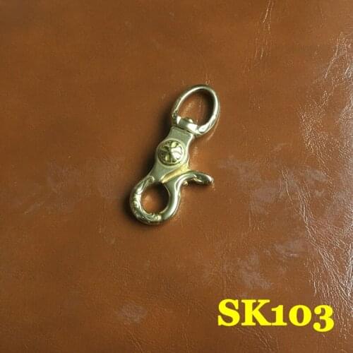 SK103) 2pc Solid Brass Spring Snap Hook Swivel Clasp Key Ring Chain Hardware Japan-Type-3