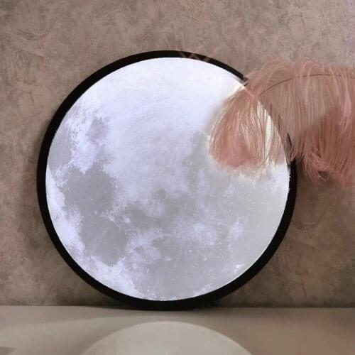 Modern Circle LED Moon Mirror Night Light Indoor Wall Mirror Moon Table Light Decorative Bedroom Bathroom Vanity Hotel For Gift