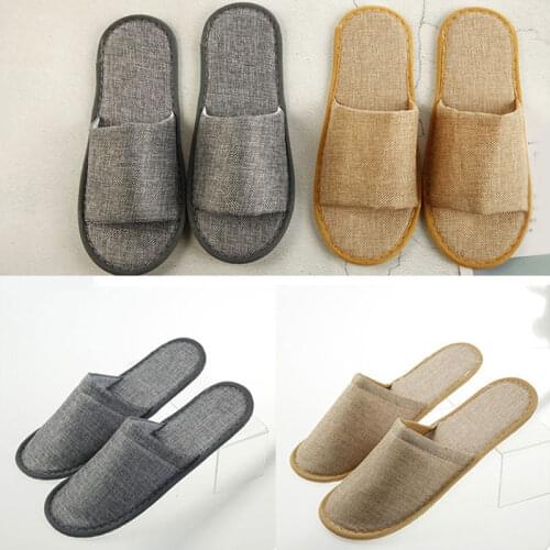 2020 New Simple Fashion Unisex Slippers Hotel Travel Spa Portable Men Slippers Disposable Home Guest Indoor Linen Men Slipper