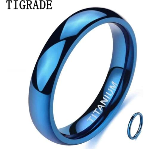 Tigrade 2/4mm Titanium ring Polished Blue For Men and Women Cool Rings for Party Unisex Wedding Band Couple Jewelry Love Gift
