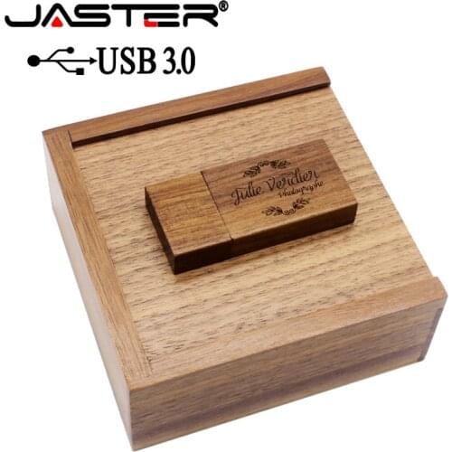 JASTER USB 3.0 wooden usb + box usb flash drive memory stick 4GB 8gb 16GB 32GB 64gb wedding gifts u disk 10.5*10.5mm