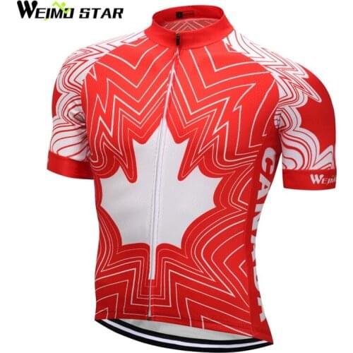 Weimostar 2018 Breathable Canada Team Cycling Jersey Top Men Short Cycling Clothing Racing Sport mtb Bike Jersey Bicycle Clothes