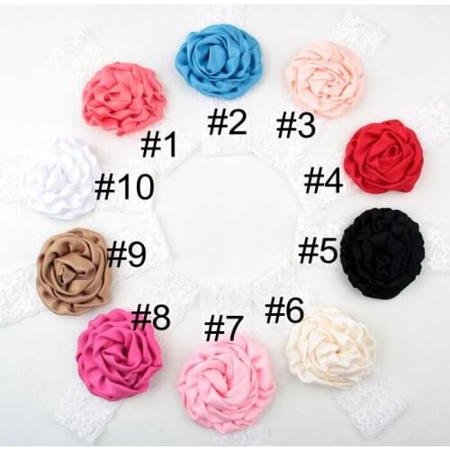 Yundfly 10pcs Vinatge Rose Flower Headband Wide Band Lace Hairband Soft Elastic Hair Band Kids Headwear