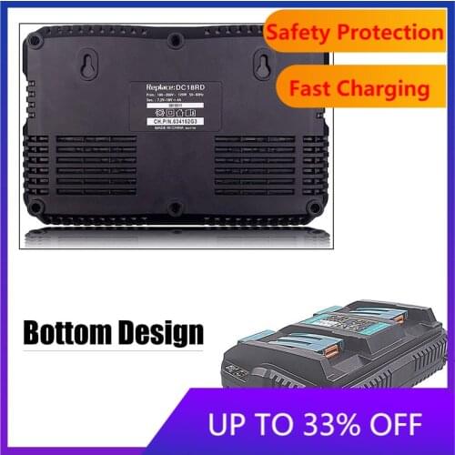Makita DC18RD Power Tool Li-ion Battery Charger Rapid Charger Replacement 6A 7.2V-18V with Two Charging Positions
