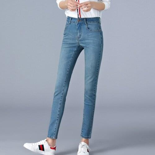 2020 Straight Long Jeans for Women Plus Size High Waist Solid Pencil Pants Skinny Ankle Length Casual Womens Jeggings Jeans