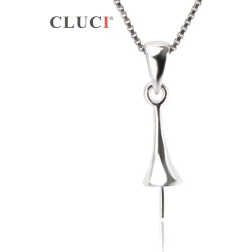 CLUCI 925 Sterling Silver design Pendant Necklace Finding fit 7-8mm Pearl Bijoux women chocker jewelry Fine Quality SP246SB