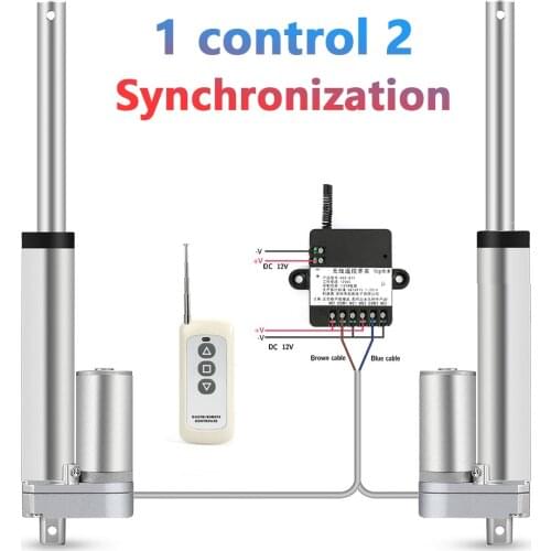 1 control 2 linear actuator + RF remote controller 12V linear actuator DC electric actuator metal gear motor synchronous control