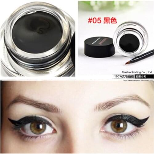 1pc Black Eyeliner Waterproof Cream with Brush Make Up Comestics Eye Liner Cream Pen Beauty Essentials Makeup Gel Glitter