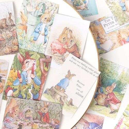 100PCS Vintage Bunnys Daily Material Book DIY Scrapbook Base Collage TAG. Photo Props Decoration Material