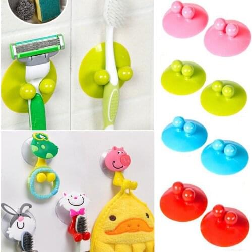 2 Pcs Multifunctional Vacuum Sucker Hooks Kitchen Supplies Hanging Hook Suction Toothpaste Toothbrush Holder Bathroom Organizer