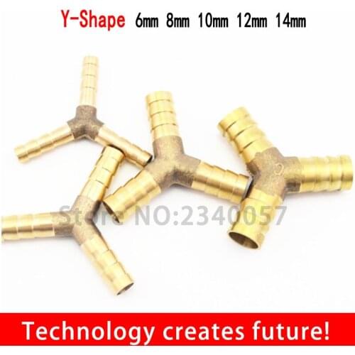 2Pcs 6-12mm BRASS Y type Hose Joiner Piece 3 WAY Fuel Water Air Pipe TEE CONNECTOR