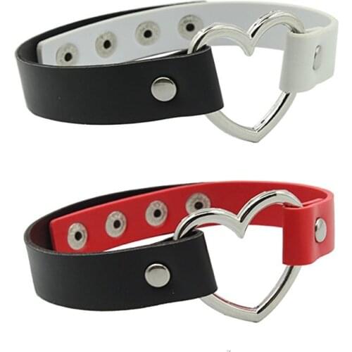 2pcs/set Punk Rock Love Lock Chunky Chockers Necklaces For Women Leather PU Belt Necklace Chokers Collars Colares collier