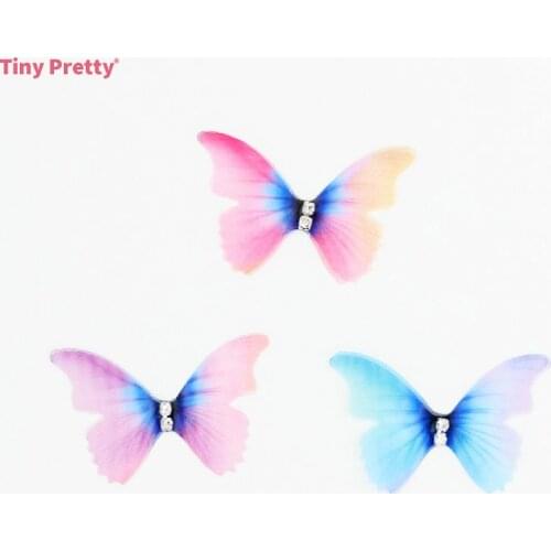 20PCS Gradient Organza Butterflies Cutouts Sheer Colorful Butterfly Appliques for DIY Wedding Party Decoration, Bridal Hair Pins