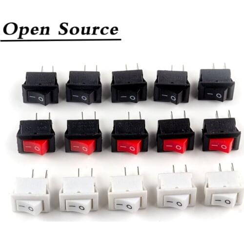 5/10Pcs Push Button Switch 10x15mm SPST 2Pin 3A 250V KCD11 Snap-in on/Off Rocker Switch 10MM*15MM Black Red and White