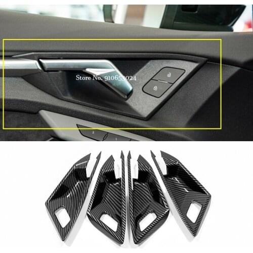 ABS Carbon fiber For Audi A3 2020 2021 Accessories Car inner door Bowl protector frame Decoration Cover Trim Car Styling 4pcs