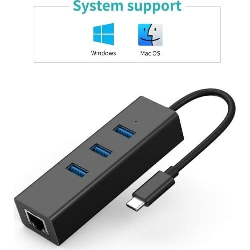 Type C to Rj45 Lan Adapter Gigabit Ethernet USB Splitter USB 3.0 Hub Type-c Network Card OTG USB Hubs for Laptop phone