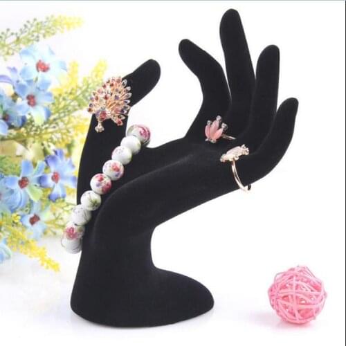Free Ship 2pcs Black Velvet Jewelry Ring Bracelet Necklace Hanging Hand Display Holder