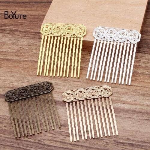 BoYuTe (10 Pieces/Lot) 47*57MM Metal Brass Filigree Flower Hair Comb Tiara Diy Bridal Wedding Hair Jewelry Accessories