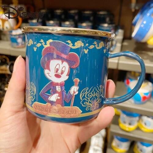 Disney Mickey Retro Enamel Cup Children Drinking Cup Mouth Cup Milk Mug Fun Coffee Cup