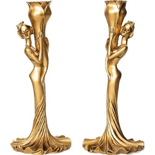 Fidex Home 2'li Lady Decorative Candelabra Gold