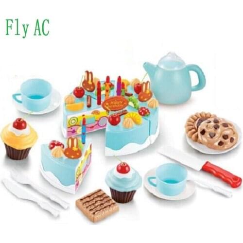 Fly AC 54 Pcs DIY Fruit Birthday Cake Ice Cream Kit Pretend Play Food Toy for Kids