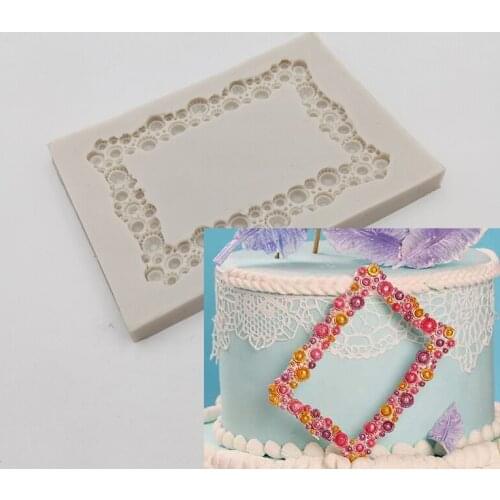 Minsunbak Fondant Mold Frame Series Silicone Mold DIY Wedding Birthday Cake Decoration Chocolate Baking Tools