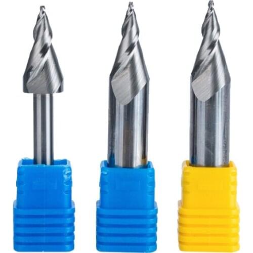 HUHAO 1pc 6mm 12mm mini Engraving bits Chamfer End Mill For Acrylic glassfiber Plywood CNC milling cutter router bits for wood
