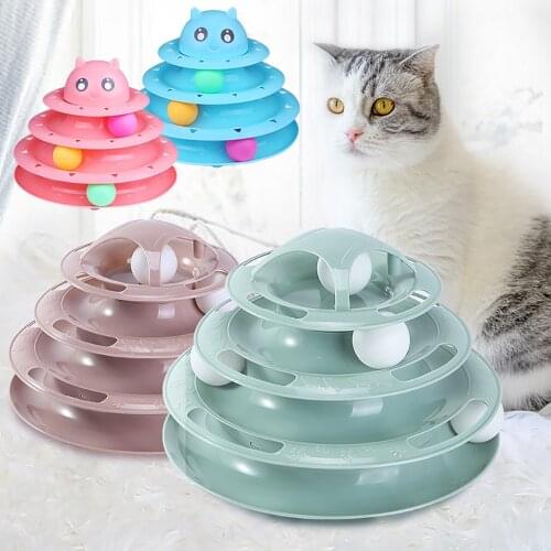 Cat Toy 4 Levels Tower Tracks Intelligence Toy For Cat Interactive Game Turntables Pet Training Amusement Tumbler Kitten Toys