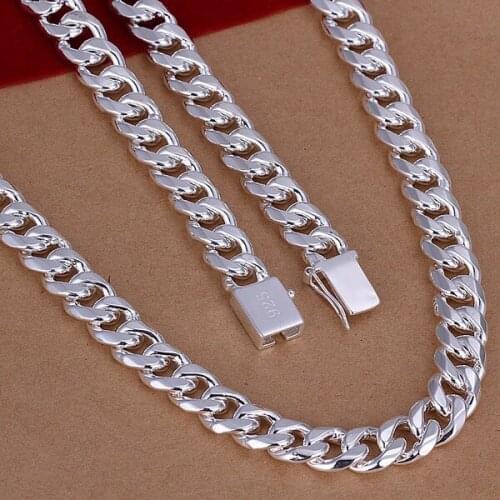 Mens 20 inch 50 cm 10mm M925 Silver color necklace 115g solid snake chain n011 gift pouches Wholesale fashion jewelry