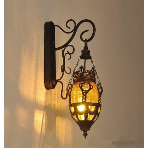 Wall Lamp Light Lights Lamps Industrial Vintage Sconces Bar Shade Decorative Exotic Colored Glass Bedroom Modern Antique Fixture