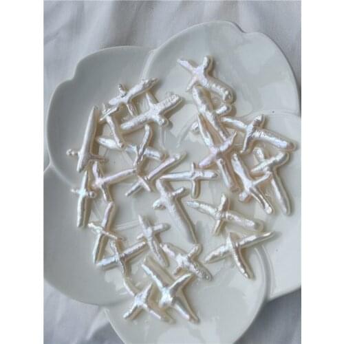 WHOLESALE Cross Shape 20mm Super Big Size White Natural Real Pearls, Loose Freshwater Irregular Baroque Pearls, 30PCS/LOT