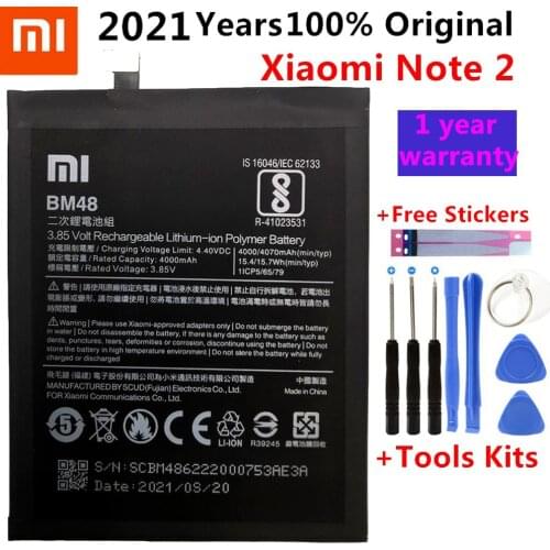 Original Phone Battery for Mi Note2 Battery Xiaomi Mi Note 2 BM48 Batteries Bateria for Xiaomi Note2 + Gift Tools +Stickers