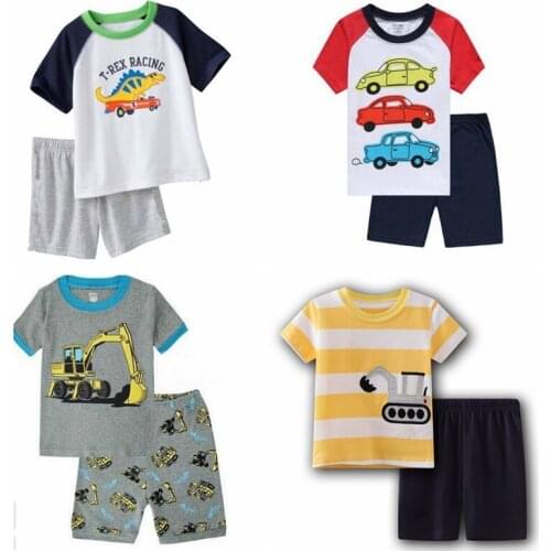 Summer Baby Kids Pajamas Set Cotton Children Short Sleeve Sleepwear Cartoon Boys Nightwear Homewear Pyjamas Girls Home Suit