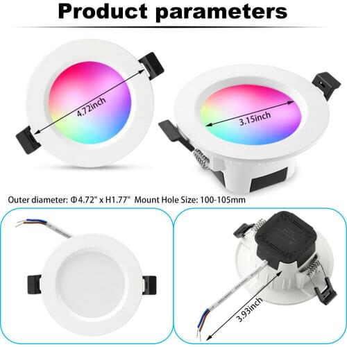 One Set 9 W Bluetooth WIFI LED Downlight Ceiling Lamp RGB Changeable With Cold White Warm White Dimmer lamp Sports 230V IP20