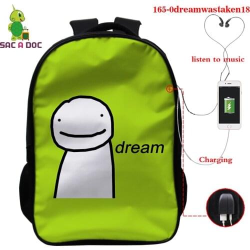 Dreamwastaken Backpacks Women Men Dream Face Print 3d Usd Charging School Bags Boys Girls Teenager Dream Merch Backpack Bags