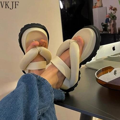 2021 New Clip Toe Thick Platform Slippers Women Casual Strap Summer Beach Flip Flops Woman Non Slip Outdoor Rome Sandals