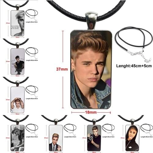 Glass Pendant Necklace Handmade Half Pendant Rectangle Necklace For Women Girls Handmade Cool Justin Bieber