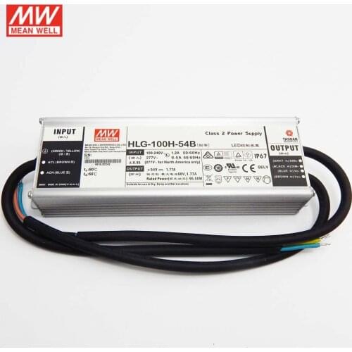 MEAN WELL Dimmable LED driver HLG-100H-54B 54V Dimming Power Supply 110V/220VAC to 54V DC 1.77A 95W waterproof IP67 Transformer