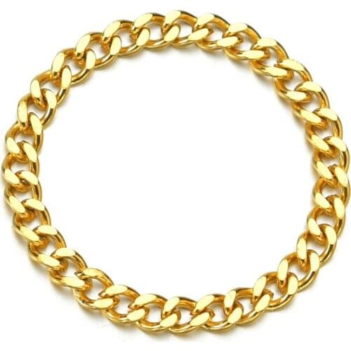 Trendy Blue Black Silver Gold Plated Chain Shape Finger Ring Stainless Steel Chunky Link Rings For Women Wedding Christmas Gift