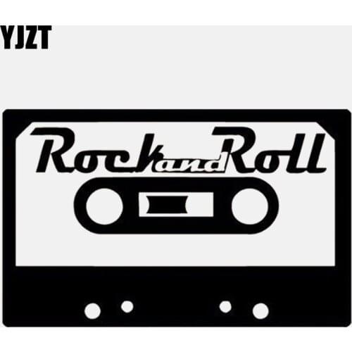 YJZT 14.6CM*9.1CM Cassette Rock'n'roll Music Decor Vinyl Black/Silver Car Sticker C22-0755